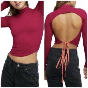 Free People Edge of Town Open Back Wine Crop Top